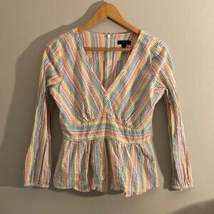 J. Crew Multicolor Striped Peplum Blouse